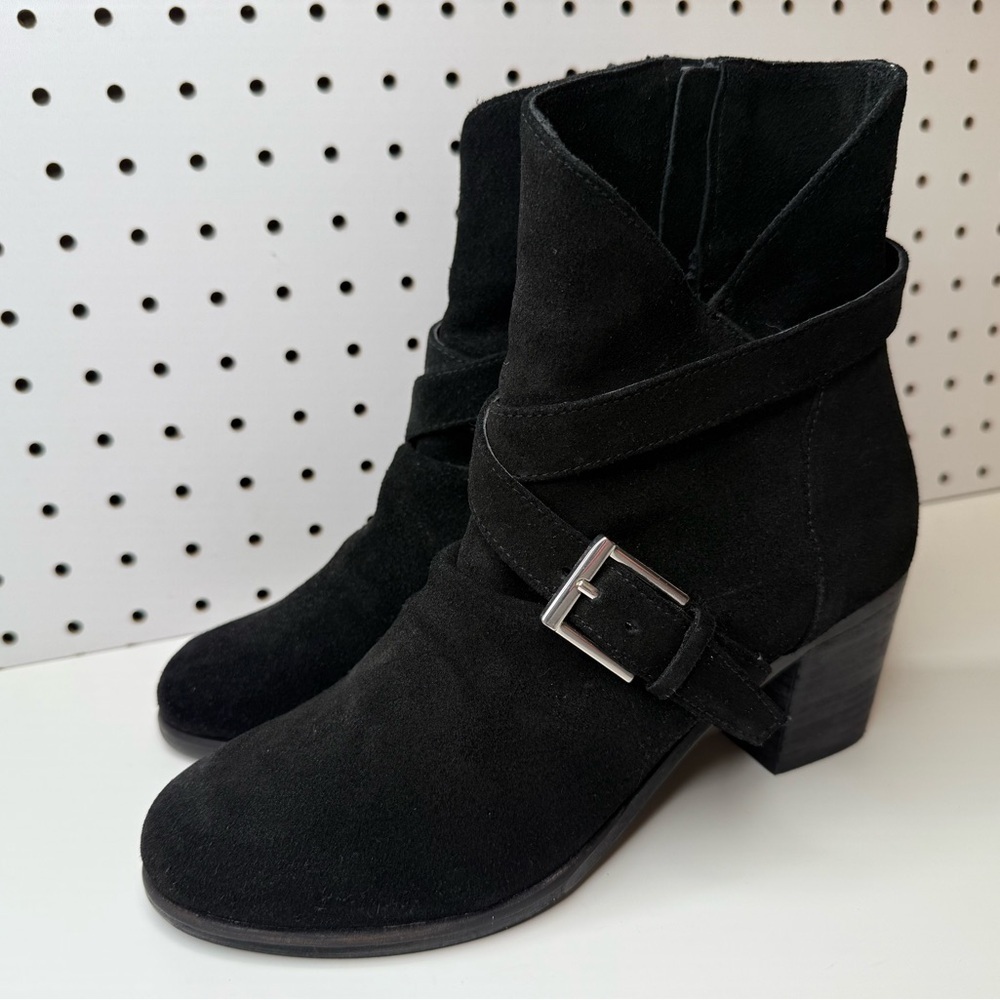 Anthropologie Matisse Harper Black Suede Leather Ankle Boots Women’s 7M Side Zip - Picture 9 of 16